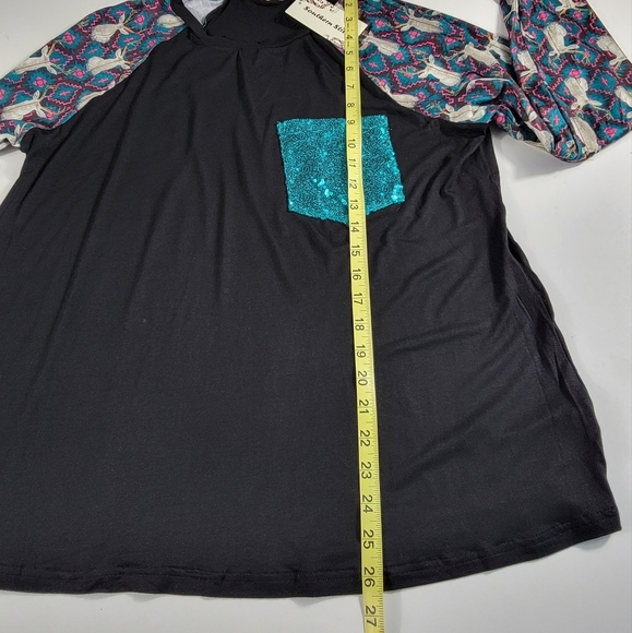 NEW Southern Stitch sequin pocket Blouse w/ deer graphic sz Large NWT western - Picture 5 of 6